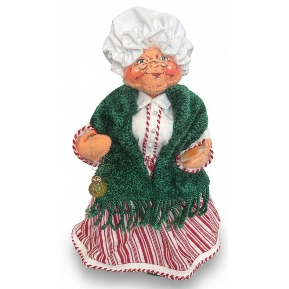 VTG Annalee 2007 Mrs Claus Christmas Doll 10 Inch Red White Green Holiday Decor